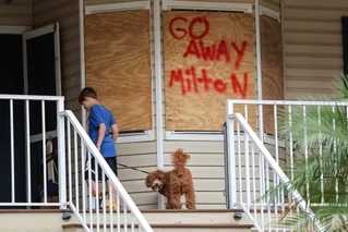 boarded up home for hurricane milton