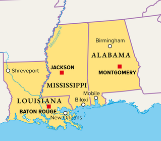 map of southern states